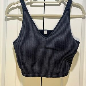 90 Degree By Reflex Navy Striped Crop Top